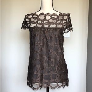 Off the shoulder Lace top brown lined